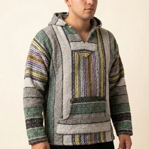 Senor Lopez Men's Baja Hoodie Striped Pullover Boho Hippie Surf Grande Big